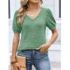 imageANRABESS Womens Tops Short Sleeve Sweaters Dressy Casual V Neck Summer Tunic Blouses Cute Work Shirts 2026 Trendy ClothesGreen