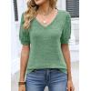 imageANRABESS Womens Tops Short Sleeve Sweaters Dressy Casual V Neck Summer Tunic Blouses Cute Work Shirts 2026 Trendy ClothesGreen