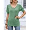 imageANRABESS Womens Tops Short Sleeve Sweaters Dressy Casual V Neck Summer Tunic Blouses Cute Work Shirts 2026 Trendy ClothesGreen