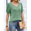 imageANRABESS Womens Tops Short Sleeve Sweaters Dressy Casual V Neck Summer Tunic Blouses Cute Work Shirts 2026 Trendy ClothesGreen