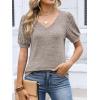 imageANRABESS Womens Tops Short Sleeve Sweaters Dressy Casual V Neck Summer Tunic Blouses Cute Work Shirts 2026 Trendy ClothesKhaki