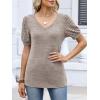 imageANRABESS Womens Tops Short Sleeve Sweaters Dressy Casual V Neck Summer Tunic Blouses Cute Work Shirts 2026 Trendy ClothesKhaki