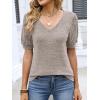 imageANRABESS Womens Tops Short Sleeve Sweaters Dressy Casual V Neck Summer Tunic Blouses Cute Work Shirts 2026 Trendy ClothesKhaki