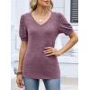 imageANRABESS Womens Tops Short Sleeve Sweaters Dressy Casual V Neck Summer Tunic Blouses Cute Work Shirts 2026 Trendy ClothesLight Red Purple