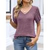 imageANRABESS Womens Tops Short Sleeve Sweaters Dressy Casual V Neck Summer Tunic Blouses Cute Work Shirts 2026 Trendy ClothesLight Red Purple