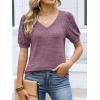 imageANRABESS Womens Tops Short Sleeve Sweaters Dressy Casual V Neck Summer Tunic Blouses Cute Work Shirts 2026 Trendy ClothesLight Red Purple