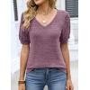 imageANRABESS Womens Tops Short Sleeve Sweaters Dressy Casual V Neck Summer Tunic Blouses Cute Work Shirts 2026 Trendy ClothesLight Red Purple