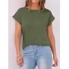 imageANRABESS Womens Tops Summer Cap Sleeve Basic Tee Shirts 2026 Trendy Loose Fit Casual Dressy Business Work Tshirts ClothesArmy Green