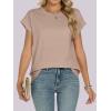 imageANRABESS Womens Tops Summer Cap Sleeve Basic Tee Shirts 2026 Trendy Loose Fit Casual Dressy Business Work Tshirts ClothesKhaki