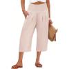 imageANRABESS Capris Pants for Women Summer Casual Loose Flowy High Waisted Smocked Palazzo 2026 Lounge Beach Cropped Trousers