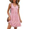 imageANRABESS Dresses for Women Beach Vacation Clothes V Neck Sleeveless Loose Flowy ALine Dress Summer Casual Short Sundress Pink Floral L