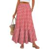 imageANRABESS Maxi Skirts for Women 2026 Summer Boho Long Flowy Floral Elastic High Waist Skirt Casual Travel Skirt with PocketsRed Floral