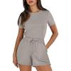 imageANRABESS Romper for Women Short Sleeve Summer Tshirt One Piece Jumpsuit Beach Vacation Travel Outfits 2026 Dressy ClothesLight Khaki