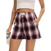 imageANRABESS Shorts for Women 2026 Summer Casual Lounge Pajama Sleep Gingham Boxer Shorts Soft Comfy Beach Pj Bottoms Pockets Red Black Plaid XLarge