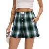 imageANRABESS Shorts for Women 2026 Summer Casual Lounge Pajama Sleep Gingham Boxer Shorts Soft Comfy Beach Pj Bottoms PocketsGreen Black Plaid