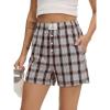 imageANRABESS Shorts for Women 2026 Summer Casual Lounge Pajama Sleep Gingham Boxer Shorts Soft Comfy Beach Pj Bottoms PocketsMulti Apricot Plaid