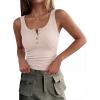 imageANRABESS Tank Tops for Women Summer Basic Ribbed Henley Slim Fitted Sleeveless Cami Shirts Button Up Workout Casual OutfitsApricot