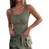 imageANRABESS Tank Tops for Women Summer Basic Ribbed Henley Slim Fitted Sleeveless Cami Shirts Button Up Workout Casual OutfitsArmy Green
