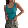 imageANRABESS Tank Tops for Women Summer Basic Ribbed Henley Slim Fitted Sleeveless Cami Shirts Button Up Workout Casual OutfitsTeal