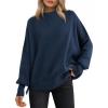 imageANRABESS Women Oversized Sweaters Batwing Long Sleeve 2026 Fall Outfits Crewneck Casual Knit Side Slit Fashion Pullover TopDeep Blue