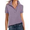 imageANRABESS Women Short Sleeve Sweater Wool Blend Polo V Neck Shirts Summer Dressy Top Business Casual Spring Vacation ClothesGrey Purple