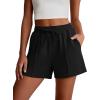 imageANRABESS Women Shorts 2026 Summer Casual High Waist Drawstring Elevated Seams Loose Soft Sweat Lounge Shorts with PocketsBlack