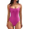 imageANRABESS Women Square Neck Spaghetti Straps Bodysuits Double Lined Sleeveless Backless Cami Body Suits Top 2026 TrendyHot Pink