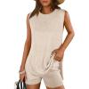 imageANRABESS Women Summer 2 Piece Outfits Sleeveless Knit Sweater Top amp Shorts Soft Lounge Sets Travel Beach 2026 Spring ClothesBeige