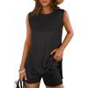 imageANRABESS Women Summer 2 Piece Outfits Sleeveless Knit Sweater Top amp Shorts Soft Lounge Sets Travel Beach 2026 Spring ClothesBlack