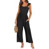 imageANRABESS Women Summer Casual Dressy Sleeveless Smocked Wide Leg Linen Jumpsuits Rompers 2026 Trendy Travel Outfit PocketBlack