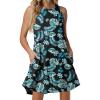 imageANRABESS Women Summer Dress Built in Bra 2026 Casual Sleeveless Beach Sundress Flowy Tank Mini Short Dresses with PocketsBlack Blue Green Leaf
