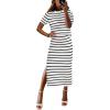 imageANRABESS Womens 2 Piece Outfits Striped Sweater Skirt Sets 2026 Summer Casual Short Sleeve Pullover Tops Travel Midi DressWhite Black
