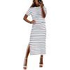 imageANRABESS Womens 2 Piece Outfits Striped Sweater Skirt Sets 2026 Summer Casual Short Sleeve Pullover Tops Travel Midi DressWhite Grey Stripe