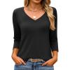imageANRABESS Womens 34 Length Sleeve Top V Neck Summer TShirts Basic Tee 2026 Fall Casual Loose Fit Tunic Shirts Work BlouseBlack