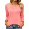 imageANRABESS Womens 34 Length Sleeve Top V Neck Summer TShirts Basic Tee 2026 Fall Casual Loose Fit Tunic Shirts Work BlouseCoral