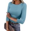 imageANRABESS Womens 34 Long Sleeve Tops Ribbed Knit Slim Fitted Shirts Basic Tee Fall Outfits 2026 Fashion Y2K ClothesSky