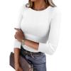 imageANRABESS Womens 34 Long Sleeve Tops Ribbed Knit Slim Fitted Shirts Basic Tee Fall Outfits 2026 Fashion Y2K ClothesWhite