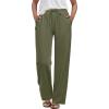 imageANRABESS Womens Casual Pants Summer High Waist Drawstring Loose Fit 2026 Beach Lightweight Comfy Lounge Trousers with Pockets Army Green Large