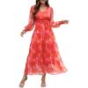 imageANRABESS Womens Floral Long Sleeve Maxi Dress V Neck Chiffon Flowy Boho ALine 2026 Spring Wedding Guest Party Wrap DressesFloral Red