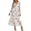imageANRABESS Womens Floral Long Sleeve Maxi Dress V Neck Chiffon Flowy Boho ALine 2026 Spring Wedding Guest Party Wrap DressesFloral White