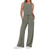 imageANRABESS Womens Jumpsuits 2026 Spring Fall Thick Casual Romper Sleeveless Wide Leg Pants One Piece Outfits Vacation ClothesArmy Green