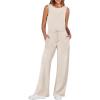 imageANRABESS Womens Jumpsuits 2026 Spring Fall Thick Casual Romper Sleeveless Wide Leg Pants One Piece Outfits Vacation ClothesBeige