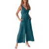 imageANRABESS Womens Jumpsuits Summer Linen Wide Leg Sleeveless V Neck Casual Dressy Rompers Pants 2026 Spring Vacation OutfitsTeal