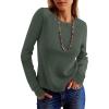 imageANRABESS Womens Long Sleeve Waffle Knit Shirts Casual Slim Fitted Crew Neck Thermal Tops Basic Tee 2026 Fall Trendy OutfitsArmy Green