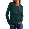 imageANRABESS Womens Long Sleeve Waffle Knit Shirts Casual Slim Fitted Crew Neck Thermal Tops Basic Tee 2026 Fall Trendy OutfitsDeep Green