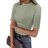 imageANRABESS Womens Tops Mock Neck Half Sleeve Shirts Ribbed Knit Slim Fit Basic Tee 2026 Summer Fall Dressy Casual TShirtsSage Green