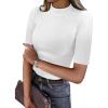 imageANRABESS Womens Tops Mock Neck Half Sleeve Shirts Ribbed Knit Slim Fit Basic Tee 2026 Summer Fall Dressy Casual TShirtsWhite