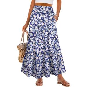 imageANRABESS Maxi Skirts for Women 2026 Summer Boho Long Flowy Floral Elastic High Waist Skirt Casual Travel Skirt with PocketsLily Floral