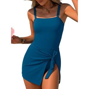 imageANRABESS Swimsuits for Women One Piece Swim Dress Tummy Control Bathing Suit Full Coverage Wrap Skirt Tie Knot 2026 SwimwearLake Blue