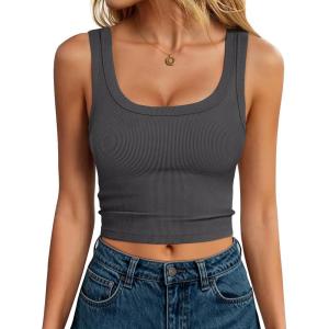 imageANRABESS Tank Tops for Women Scoop Neck Crop Sleeveless Top Summer Going Out Basic Tee Cute Ribbed Slim Shirts Clothes 2026Charcoal